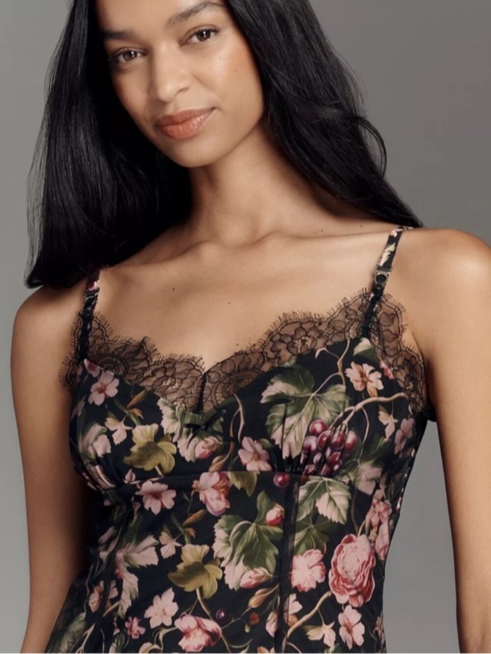 NWT Size XS - Anthropologie Black Floral Fruit Lace/Mesh Dress (NWT US$ 178) - Picture 5 of 16